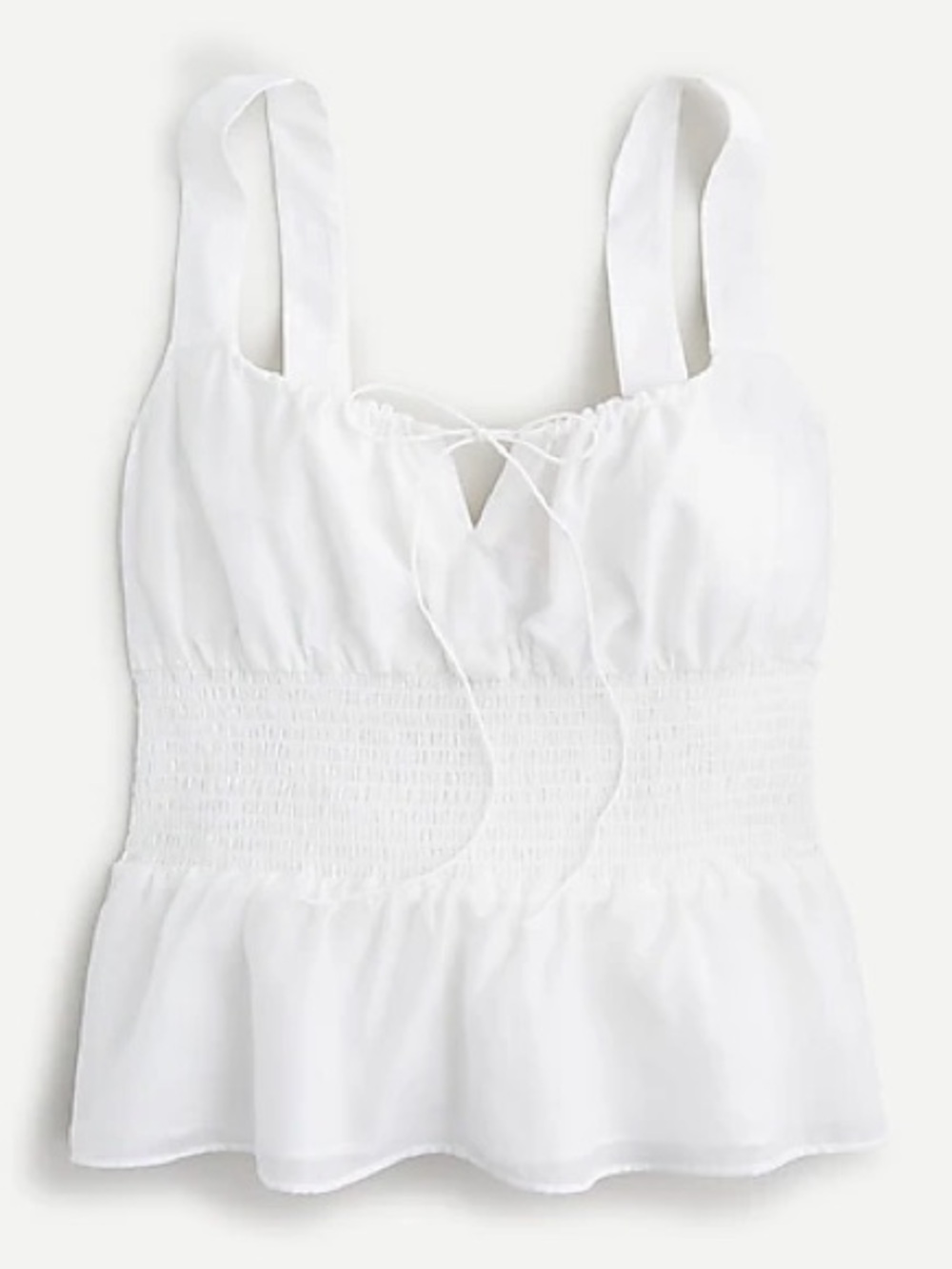 J. Crew White Smocked Peplum Camisole Tank